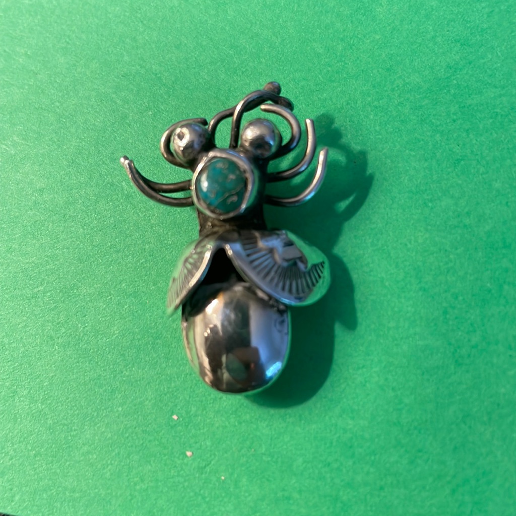 Navajo Bug Pin With Turquoise Stone Circa 1970s 80$